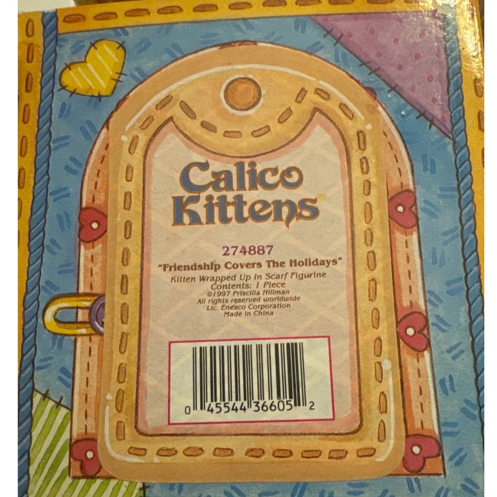 VTG 1997 Priscilla Hillman Enesco Christmas Calico Kittens Lot of 4 in Boxes COA